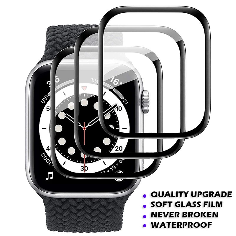 Полный закругленный протектор экрана для Apple Watch версии 6 5 4 3 SE 38 мм 42 анти-синяя