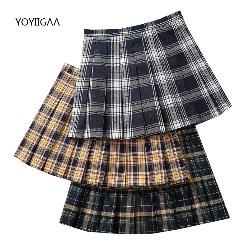 

Fashion Summer Women Plaid Skirts Casual Pleated Skirt High Waist A-Line Female Skirt New Sweet Dance Ladies Girls Mini Skirts