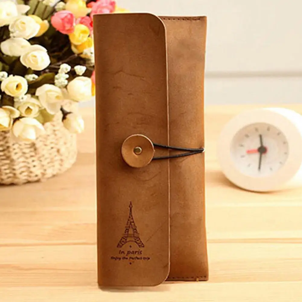 

Pencil Bag Practical Toiletry Storage Wrap Pouch Eiffel Tower Pattern Dust-Proof Pen Case