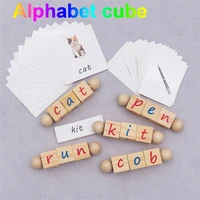 alphabet wooden puzzle baby english education blocks with cards children montessori wood toy english preschool teaching aid gift