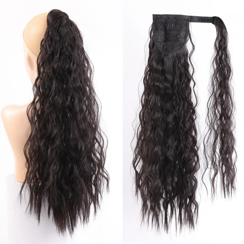 

LVHAN Heat Resistant Synthetic puttee Pony Tail Long Corn silk Wrap Around Clip In Ponytail Hair Extension Fake Hair