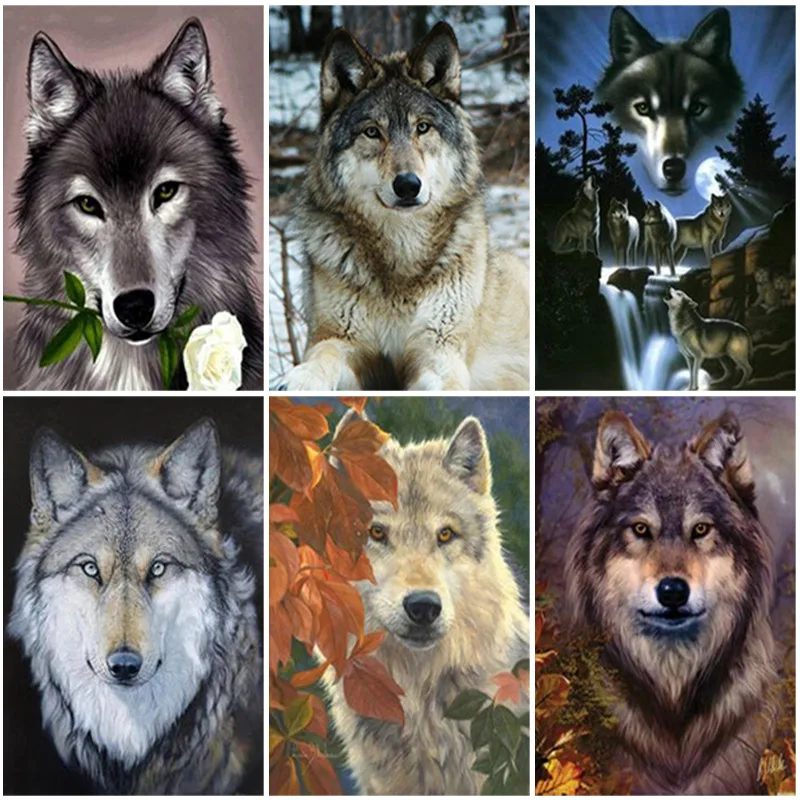 

DIY Wolf 5D Diamond Painting Full Square Drill Resin Animal Diamond Embroidery Cross Stitch Gift Kit Resin Wall Art Home Decor