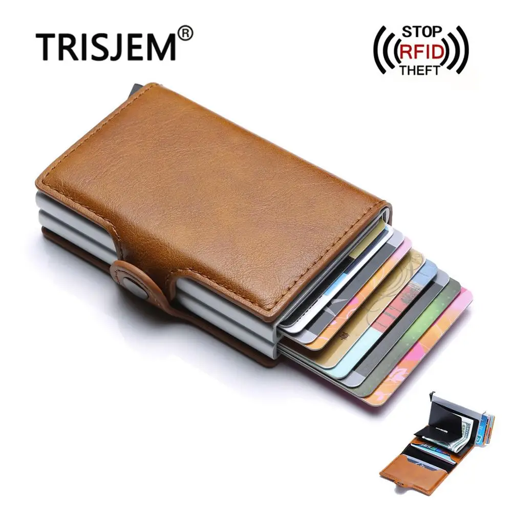 Мужской умный RFID блокирующая защита тонкий держатель для карт кошелек Hasp Rfid
