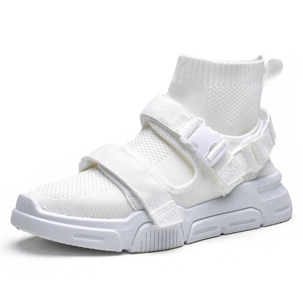 W001-WH Men Fashion Casual Shoes Outdoor Comfortable white Sneakers New Autumn Winter Popular Hight-Top Walking Shoes High Quality - Цвет: W001-WH