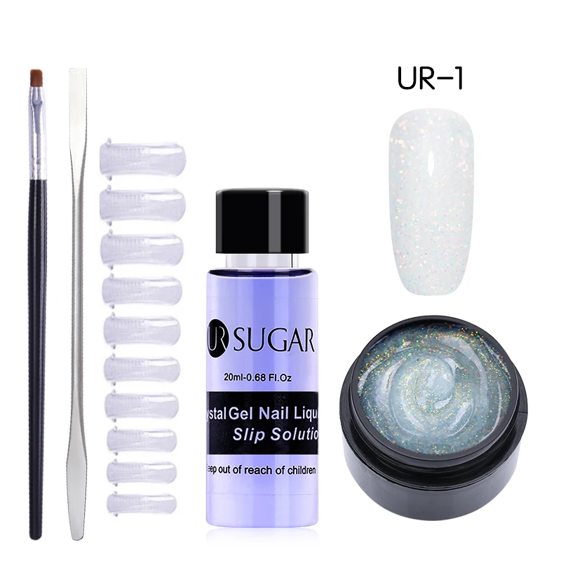 5Pcs set 1 UR SUGAR 15 мл Быстрый строительный поли гель продлевающий половой акт розовый блеск Замачивание от УФ СТРОИТЕЛЬ удлинение гель набор Типсы для маникюра палец расширение - Цвет: 5Pcs set 1