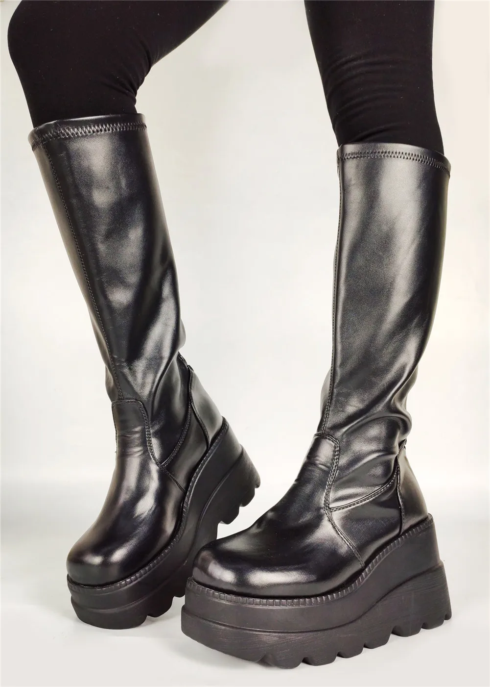 

Женские ботинки на высокой платформе, с застежкой-молнией, повседневные, вечерние, большие размеры 35-43