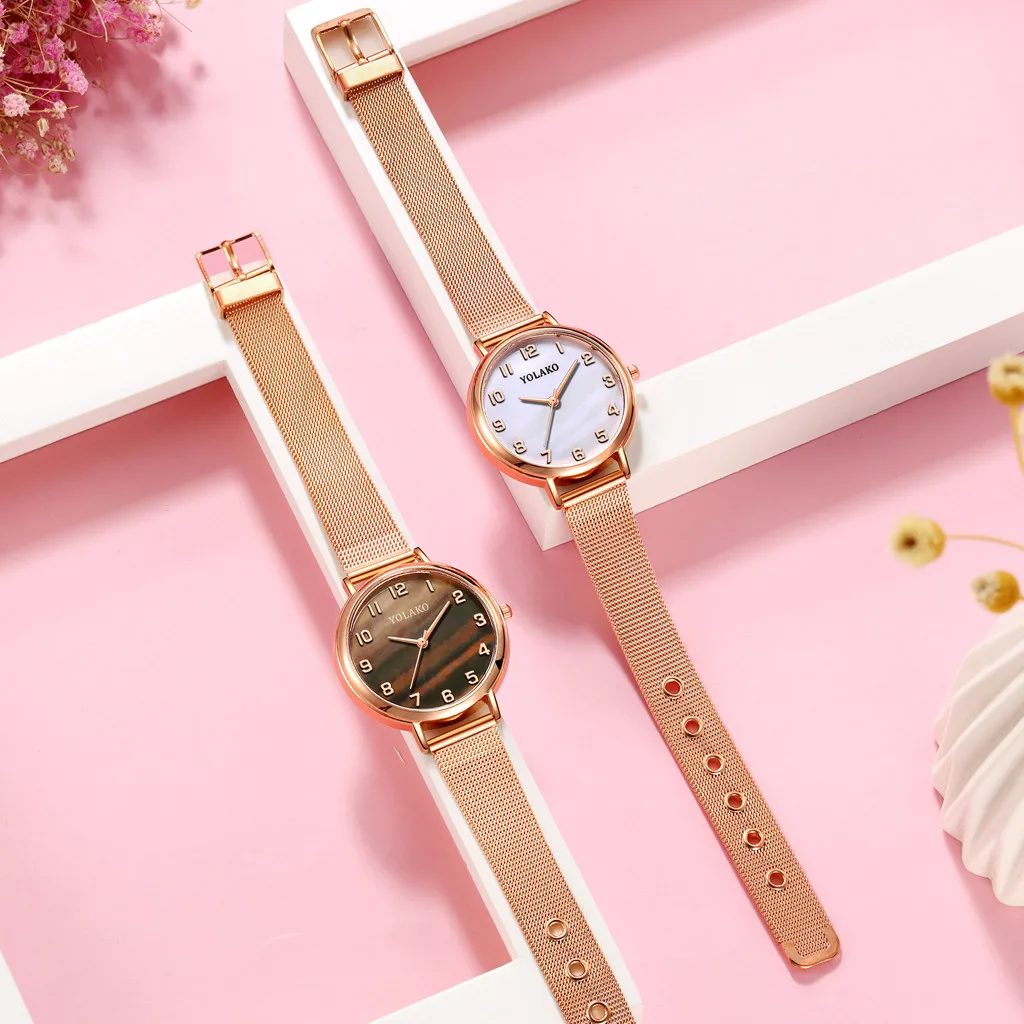 

Quartz Watch Arabic Numeral Stainless Steel Mesh Watch for Women 2021 Small Exquisite European Wristwatch Montre Femme Drop Ship