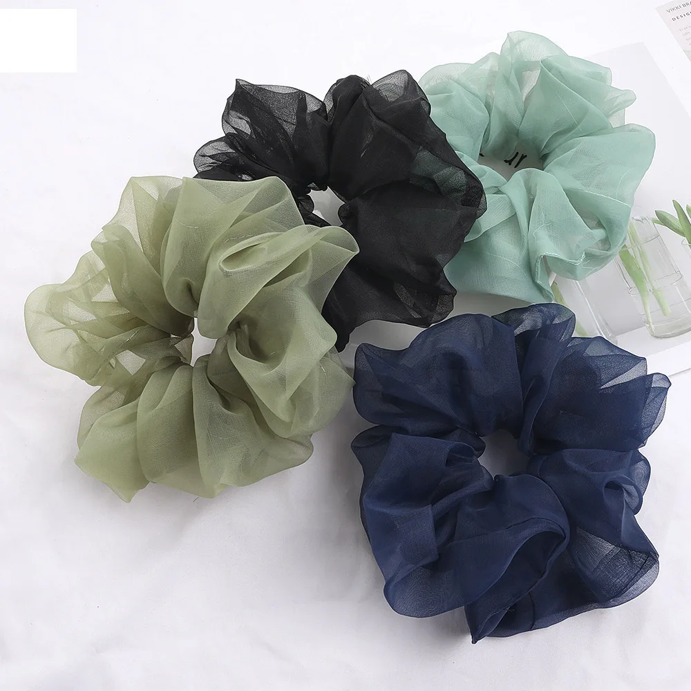 

5pcs Summer Ins Fresh Hair Ties Organza Tulle Big Hair Band Large Intestine Circle Head Rope New Fashion Women Hair Accessories