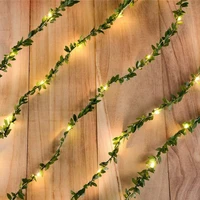 diy fairy light string artificial green leaf ivy vine garland lights for wedding christmas new year home party indoor room decor