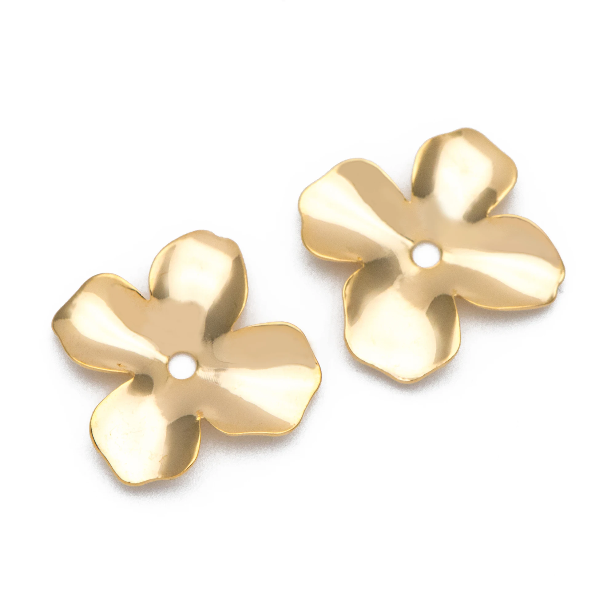 

10pcs Gold Flower Charms, Real Gold plated Brass Bead Caps, Floral Disc Spacer Beads (GB-852)