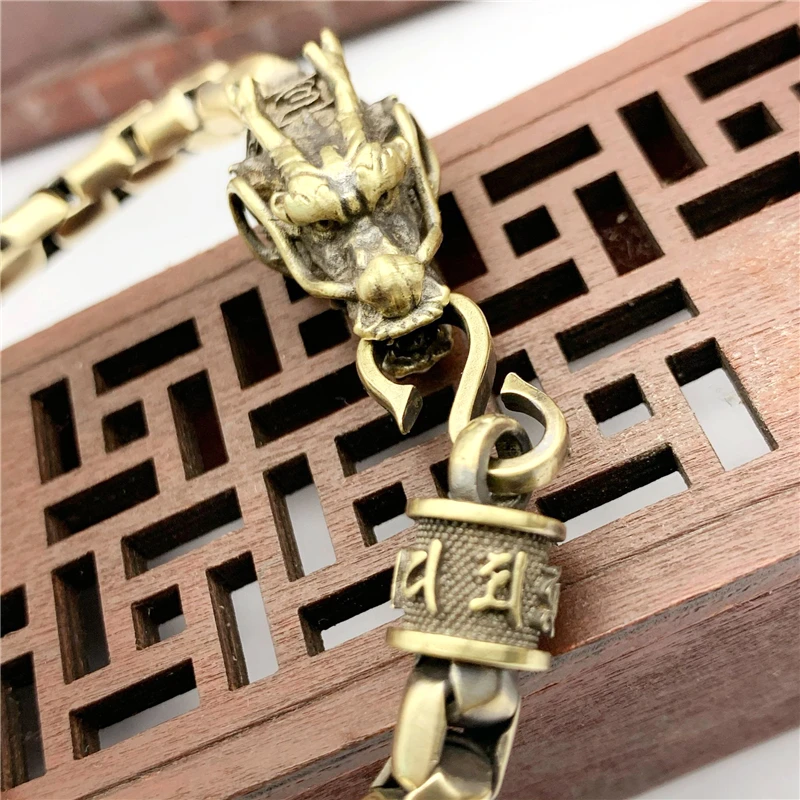 Мужской винтажный браслет из медной цепи в стиле хип-хоп креативный латуни с