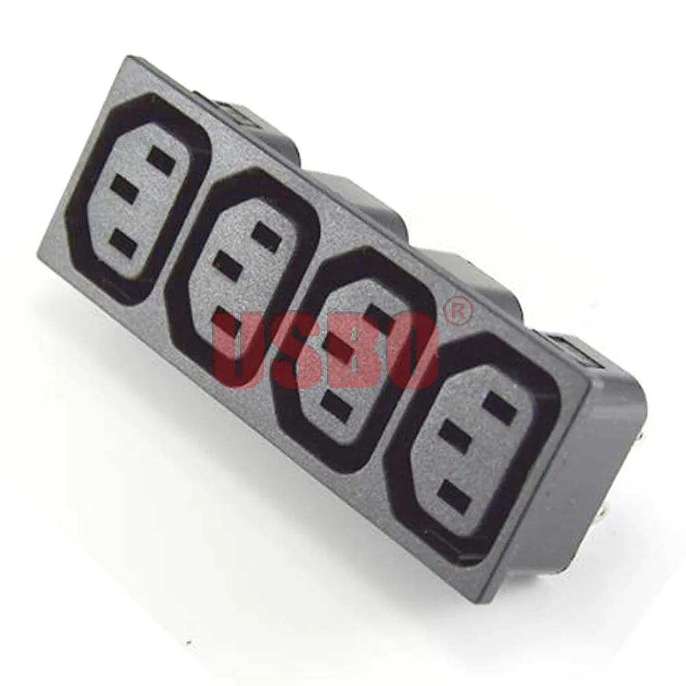 Черная медь 10A 250V IEC320 C13 4 Jack встроенный PDU/UPS шасси Женский Разъем Универсальный AC