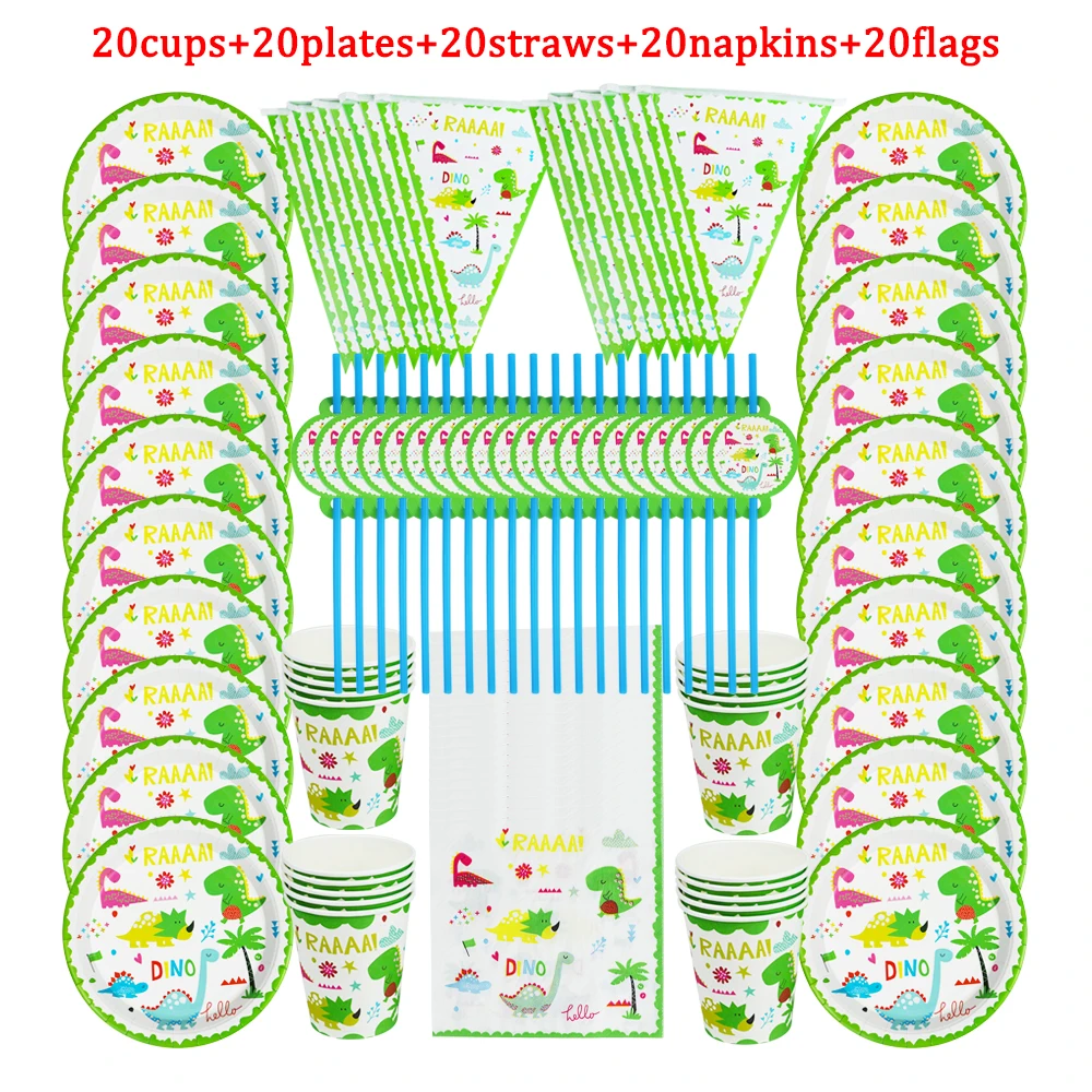 100 шт динозавр тема пользу день рождения бумажная Одноразовая чашка + тарелка