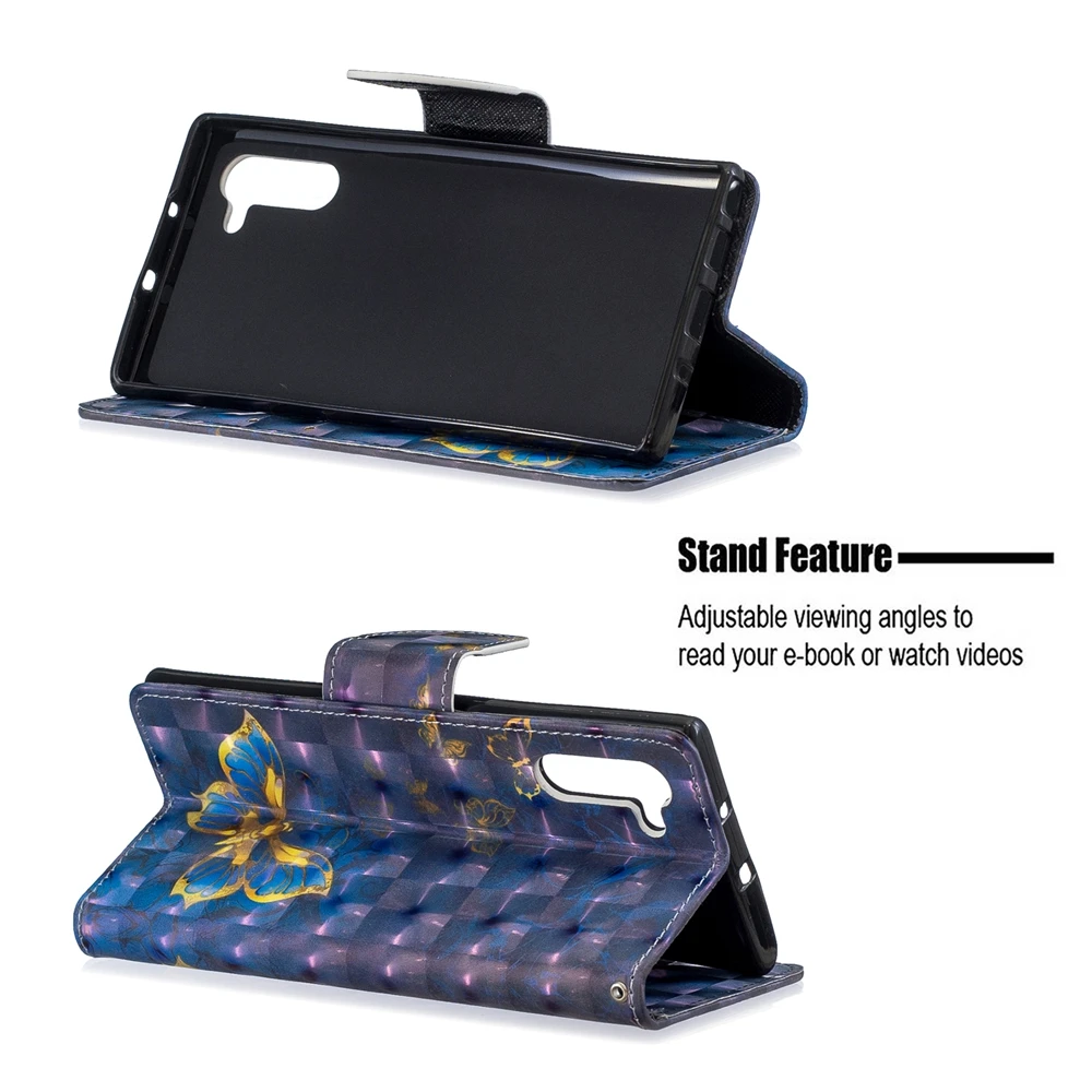 Для Coque samsung Galaxy Note 10 Pro флип чехол 3D бабочка окрашенный кожаный для Funda телефона