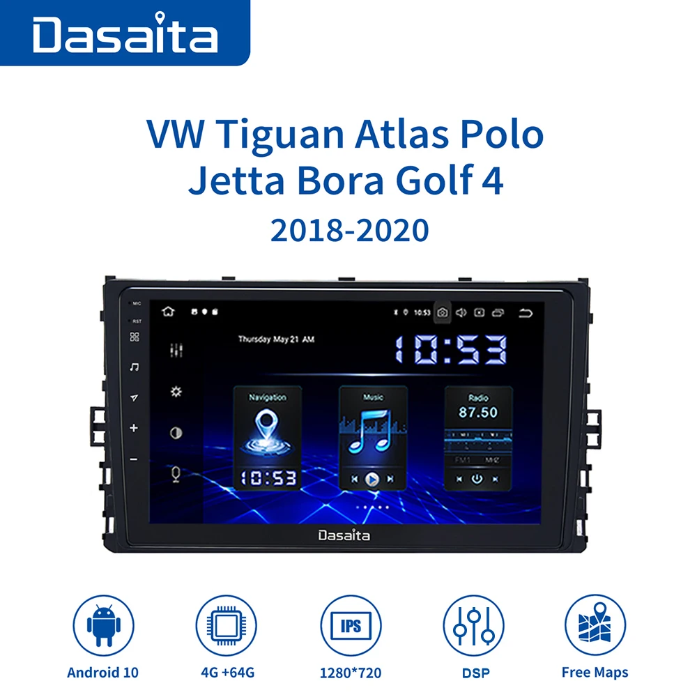 

Dasaita 9 "GPS мультисенсорный экран автомобиля Android 10,0 радио для VW Golf Tiguan Atlas Polo Jetta 2018 радио MAX10 4 Гб ОЗУ 64 Гб ПЗУ