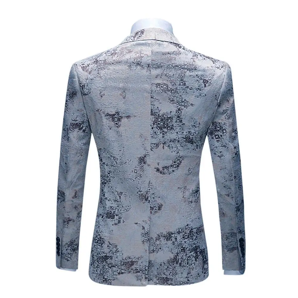 Новинка Мужской Блейзер свадебный костюм мужской черный Жаккардовый блейзер с