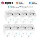 16A Tuya ZigBee ЕС Smart Plug Мощность монитор таймер розетка Smart Home Управление Беспроводной приложение Smart Lifeголосовой модуль с Alexa Google Home