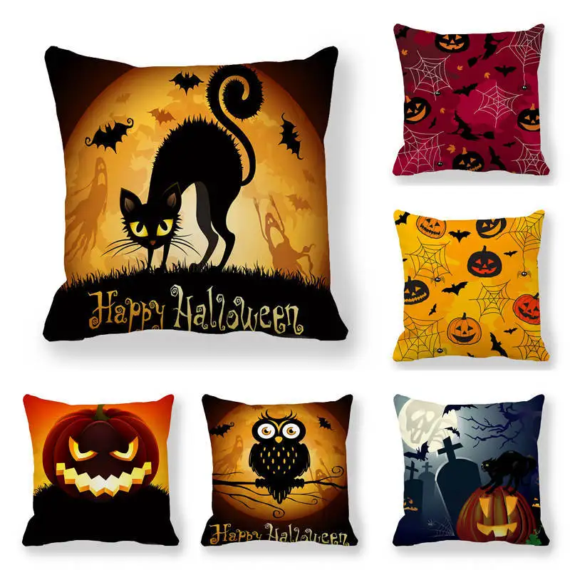 Хэллоуин Декор Angry черная кошка чехол для подушки с принтом велюром наволочка