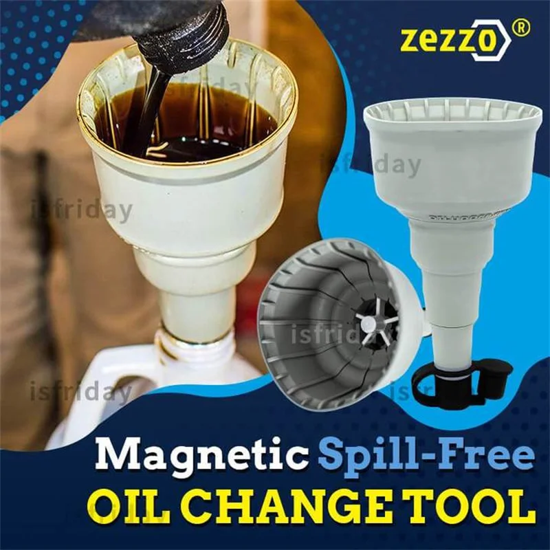 Magnetic Spill-Free TPU Oil Change Tool Engine Filling Universal Funnel Auto Fuel Petrol Diesel Exchange Filter | Обустройство дома