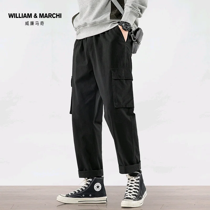 

Cargo Pants Overalls Overalls men straight loose nine points in the spring and autumn section ins han edition summer trousers