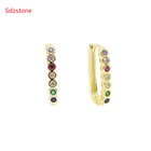 Серьги с фианитом для хрящевой ткани уха женские, классические маленькие украшения с простым радужным камнем, тонкие кольца-гвоздики в подарок, 19 мм