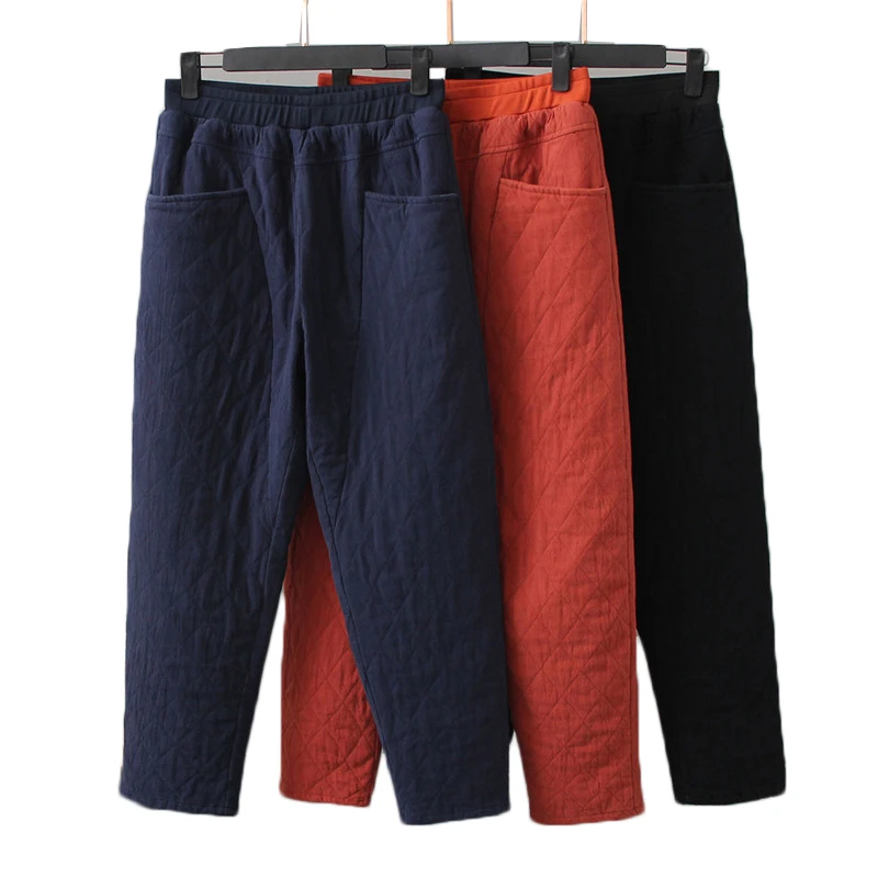 

Autumn Winter Women Cotton Pants New Elastic Waist Harem Pants Middle Aged Female Casual Warm Trousers 4XL