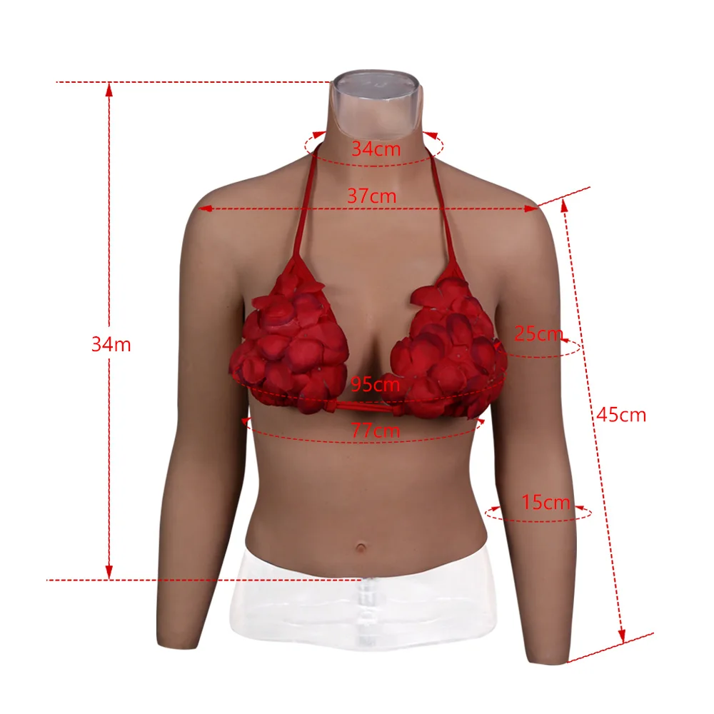 Реалистичная силиконовая грудь с D чашкой не образует масло половина тела