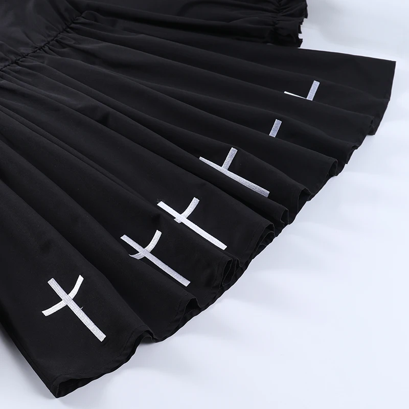 Женское винтажное платье InsDoit черное ТРАПЕЦИЕВИДНОЕ ПЛАТЬЕ С Принтом Креста с