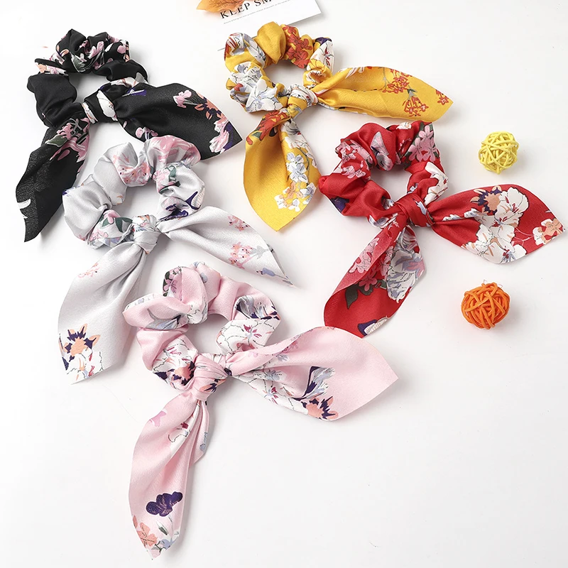 

Ponytail Holder Hairband Hair Accessorie Gifts Fashion Bowknot Elastic Hair Bands Women Girls Printed Bow Scrunchies Hair Ties