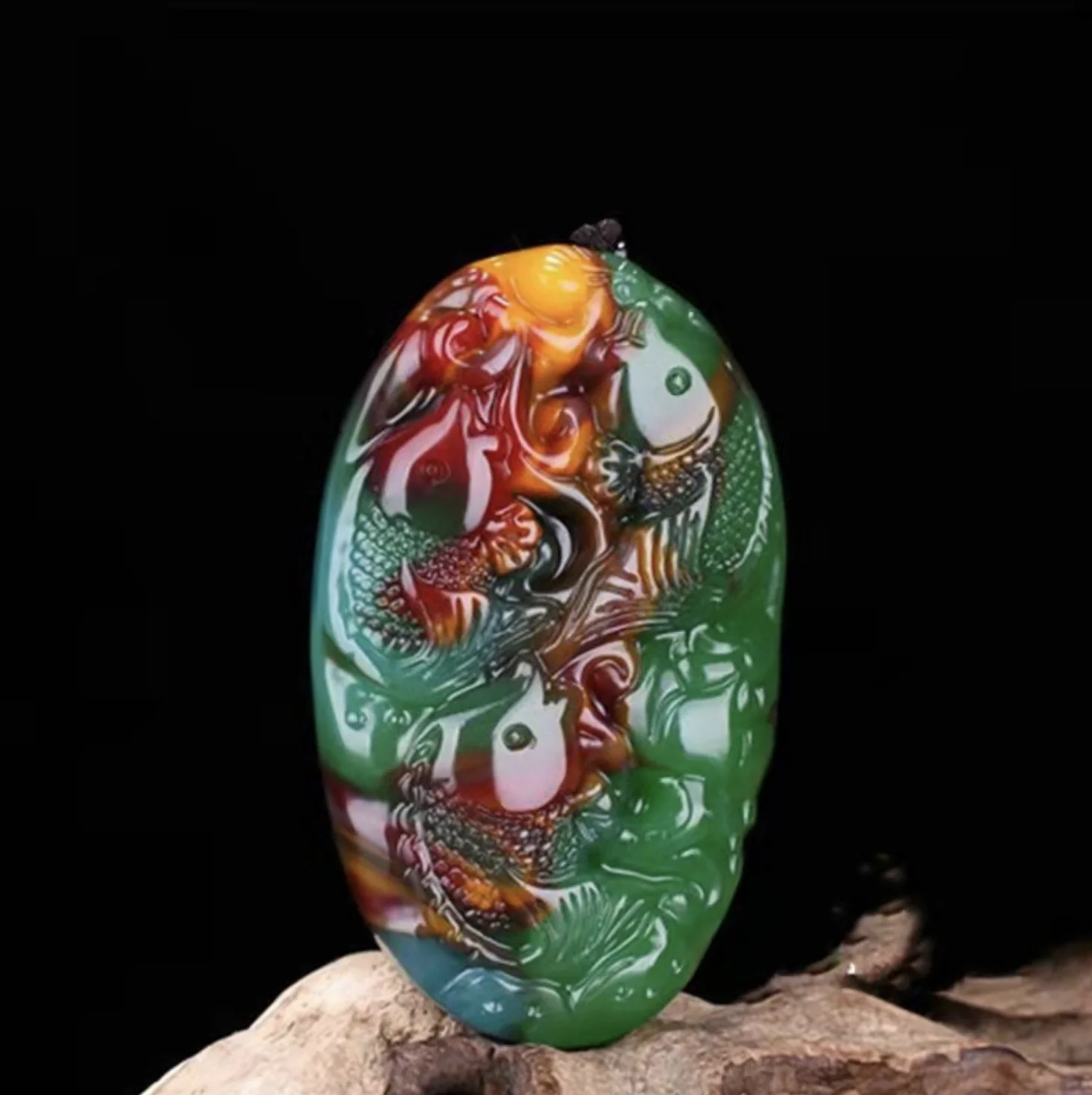 Натуральный красочный зеленый нефритовый кулон ручной работы рыба нефритовые