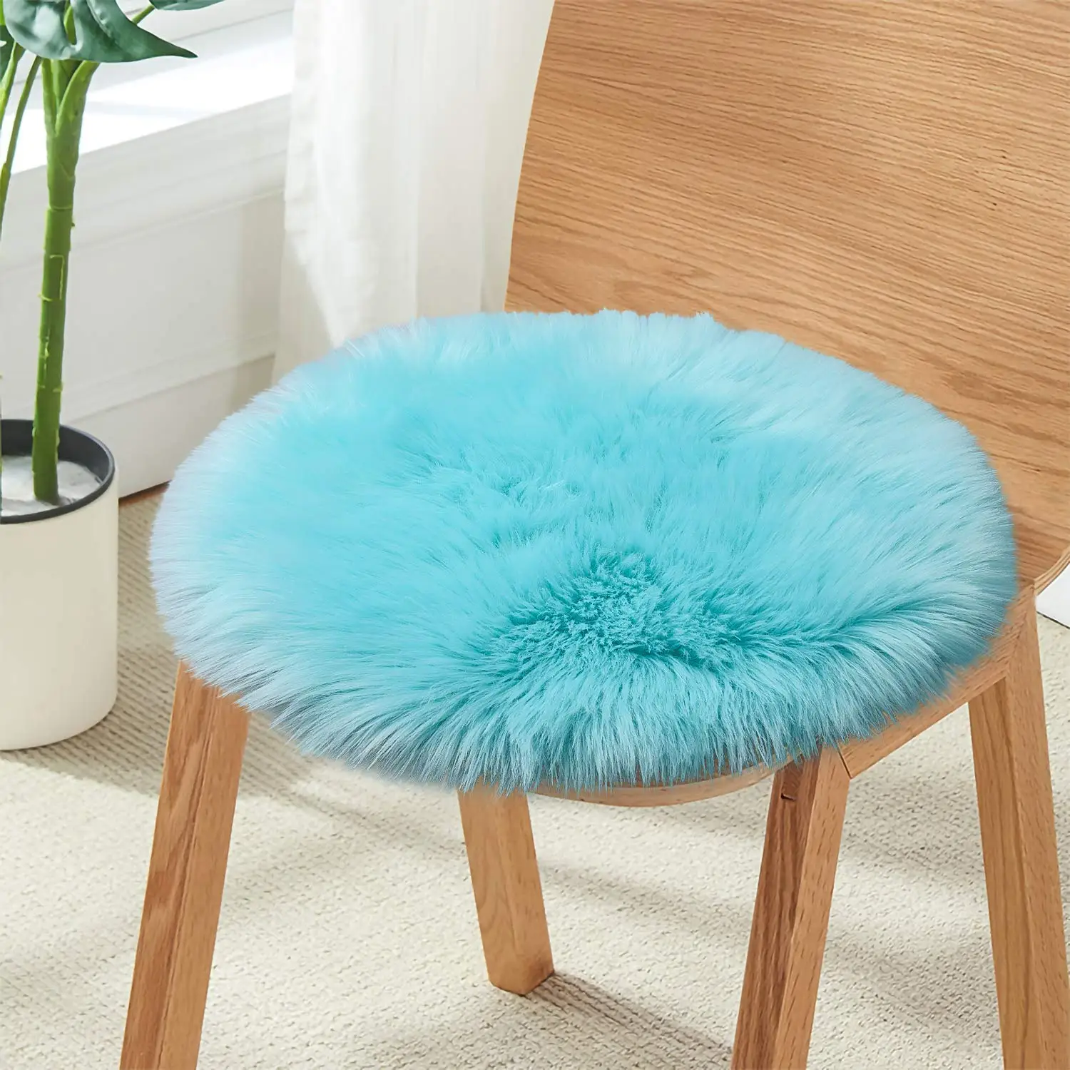 Мягкие Круглые Искусственные овчины премиум класса чехол на сиденье плюшевые