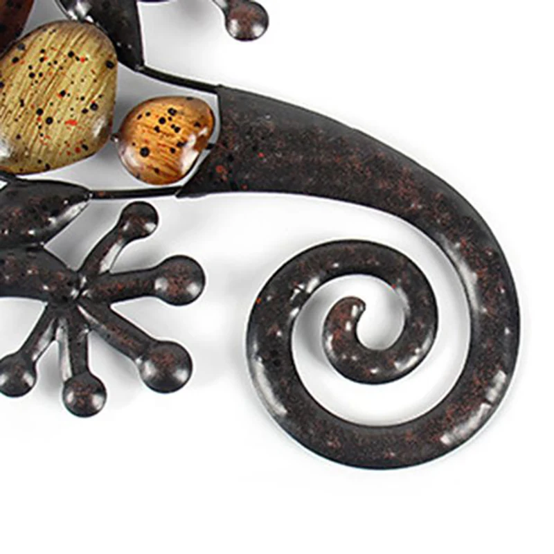 2Pcs Home Decor Metal Gecko Wall for Garden Decoration Outdoor Statues Accessories Sculptures and Animals Jardin |