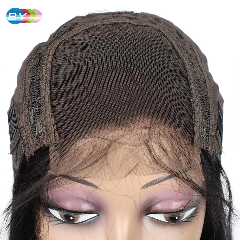 С прямыми 4x4 кружева Закрытие парики предварительно с детскими волосами Парики