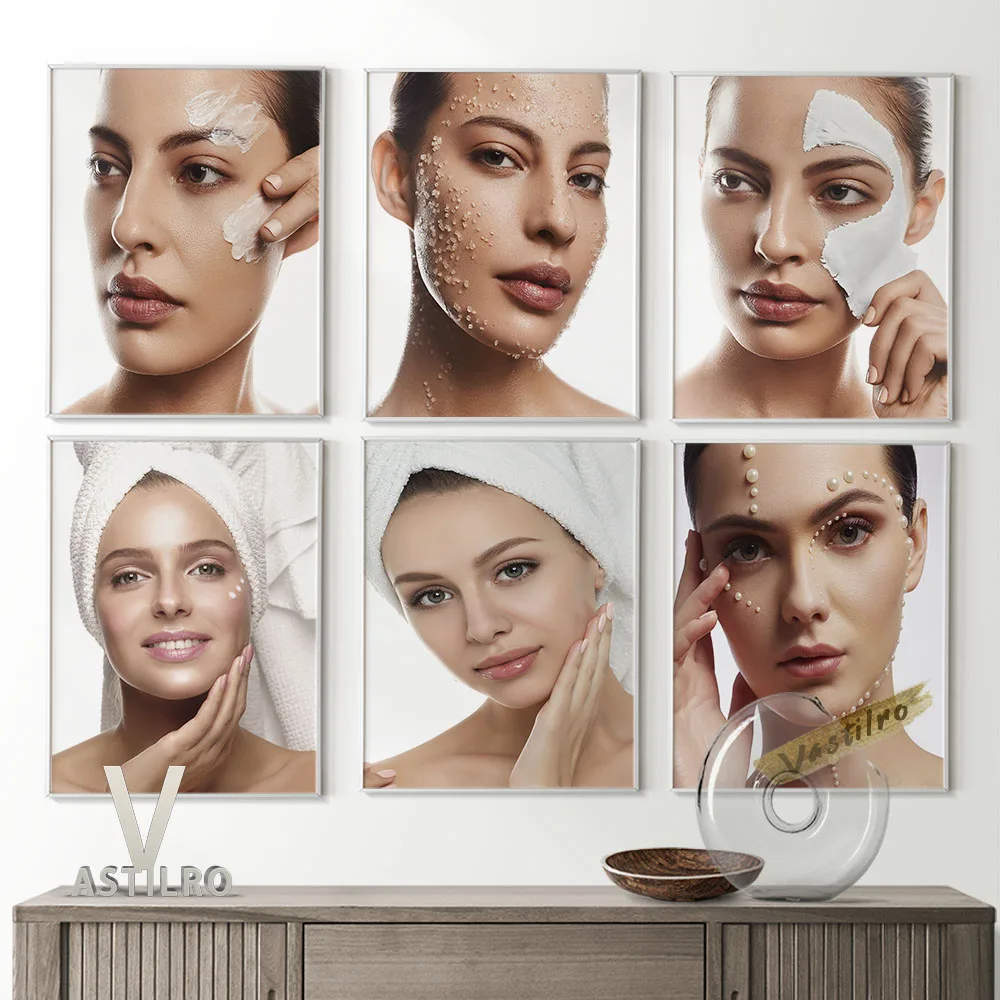 

Beauty Salon Female Model Photography Advertising Wall Art Poster Skin Care Treatment Illustration Canvas Painting Home Decor