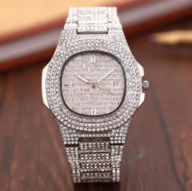 HOT Luxury man Women Watch Rose gold Full diamond Lady Steel Chain Watches Quartz clock leisure fashion designer watch | Наручные часы