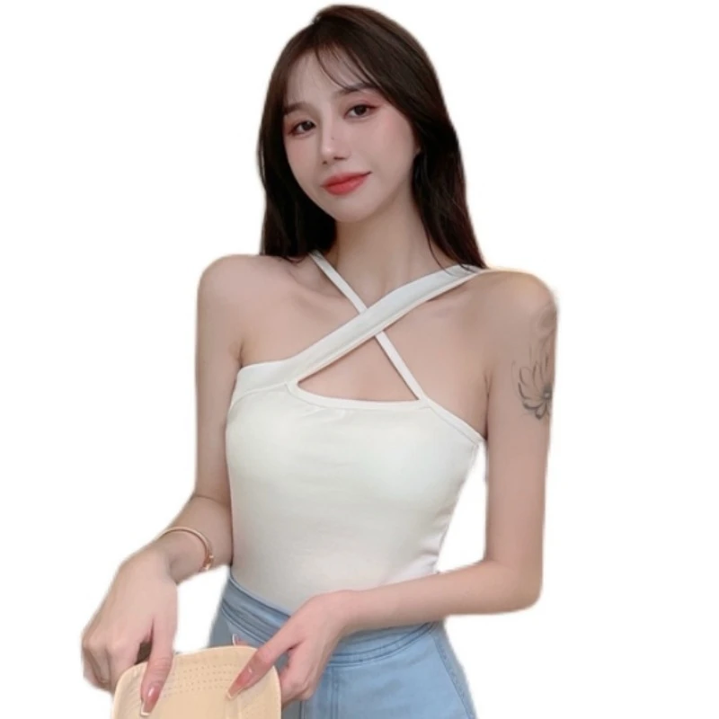 

Camisole Top Design Sense Niche 2021 Early Summer New Style with Chest Pad Sneaky Design T-shirt Daily Outdoor Vest for Women