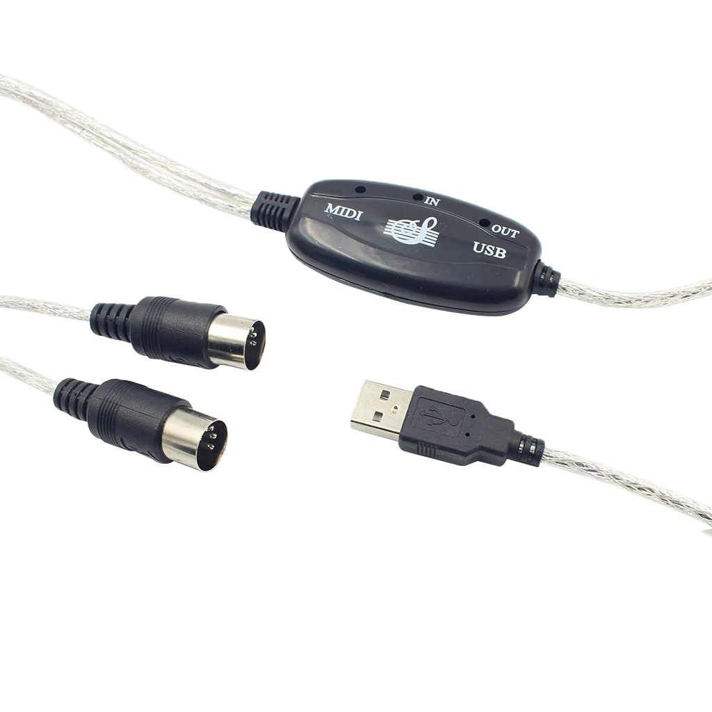 Кабель-переходник с интерфейса MIDI на USB для ПК и музыкального инструмента