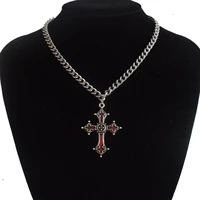 vintage red cross rack christmas birthday necklace pendant clavicle chain fashion personalized hip hop vintage cross chain