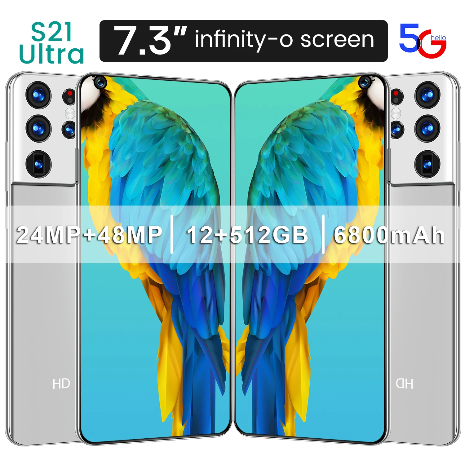 Samsug-tel&eacute;fono inteligente S21 versi&oacute;n Global, dispositivo con pantalla HD de gota de agua de 6800 pulgadas, 10,0 mAh, Android 7,3, 12GB y 512GB-4