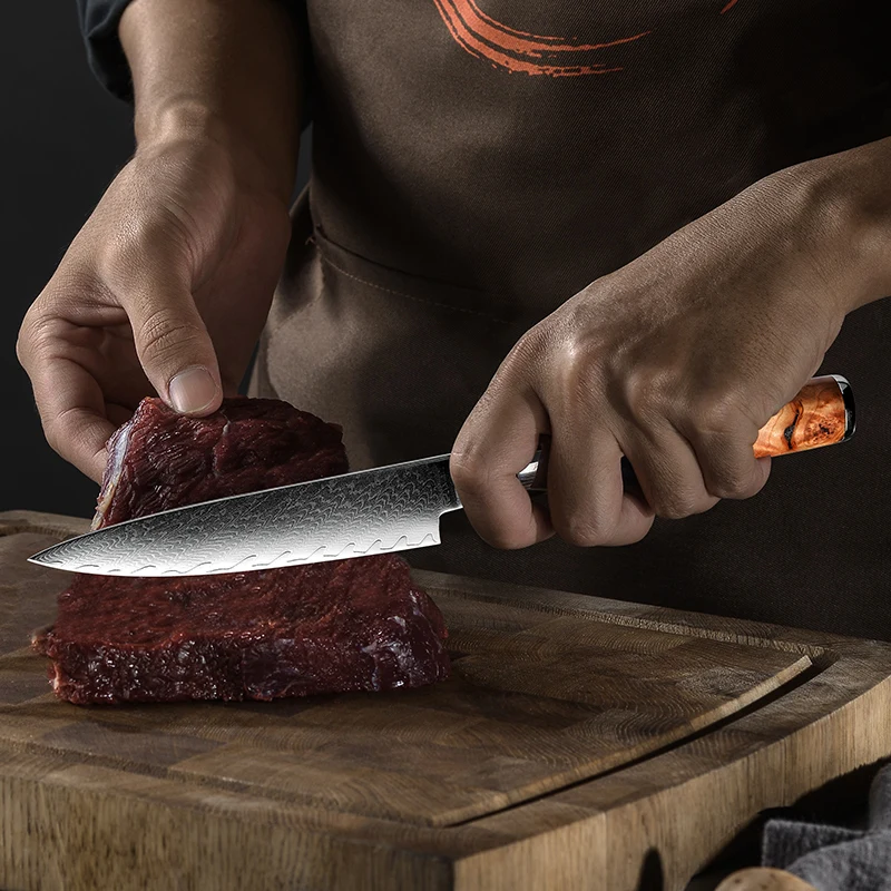GRANDSHARP Professional Damascus Steel Utility Knife VG10 Japanese Vegetable Fruit Petty Knives Chef Kitchen Cooking Slicer | Дом и сад