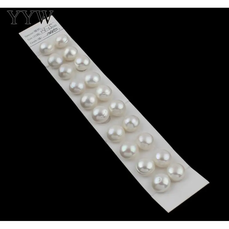 

14-16mm Cultured Half Drilled Freshwater Pearl Beads Jewelry Making Round Natural Pearls White Grade AA Pearl Beads 10pairs/Bag