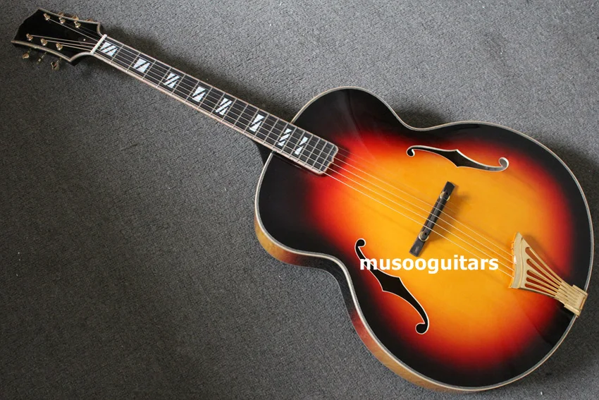 Новый бренд AAA ручная работа супер 400 Archtop Jazz гитара в Sunburst с жестким чехлом|Гитары|