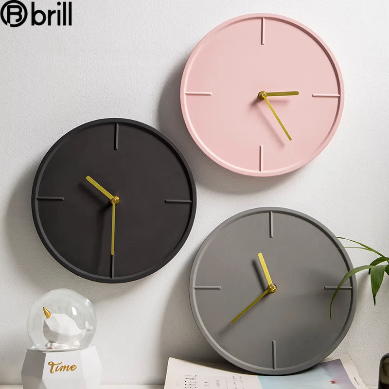 

Большие часы розовые 3d, офисные бесшумные настенные часы, Декор для дома, гостиной, креативные современные цифровые наручные часы с цементо...