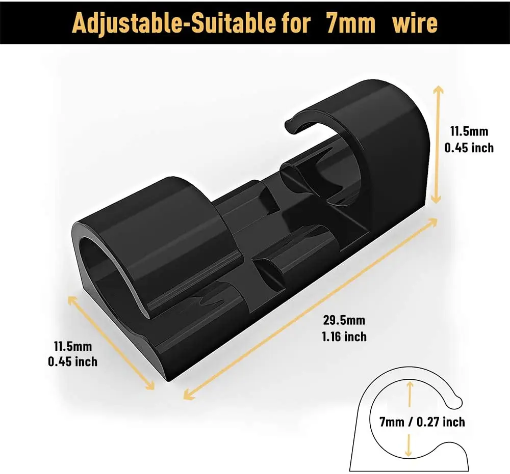 

20Pcs Cable Organizer Clips Self-Adhesive Punch-free USB Charging Data Line Wire Manager Cord Holder Desktop Tidy Managment Clip