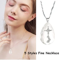 new 5styles fashion religion daily gift women jewelry alloy accessories saint cloth pendant crystal cross chain ladies necklace