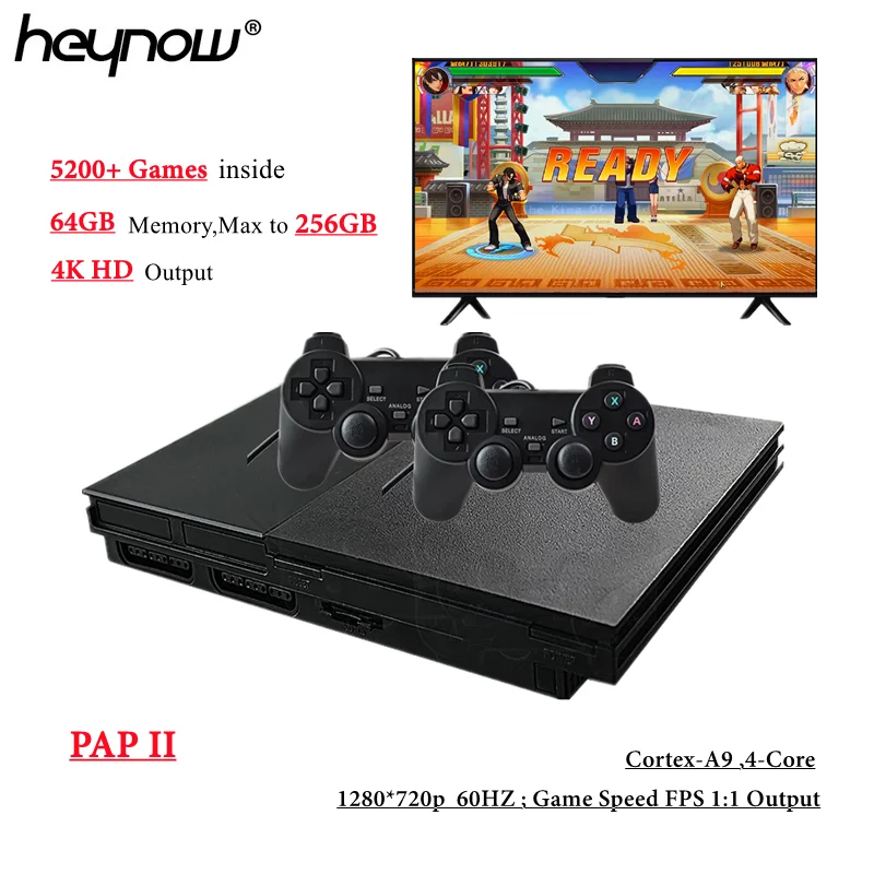 

Новая игровая консоль Ultra HD 4K, встроенные 5200 + игр, 64 бит, PAP II, для PS1, ретро, для семейного ТВ, игровой плеер для PS1/CPS/GBC/SMS