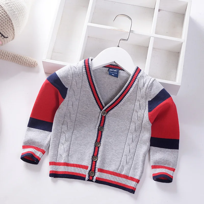 Детский свитер, Хлопковый вязаный кардиган для мальчиков, модная одежда для младенцев, свитер на пуговицах для мальчиков, кардиган для малышей, детские топы