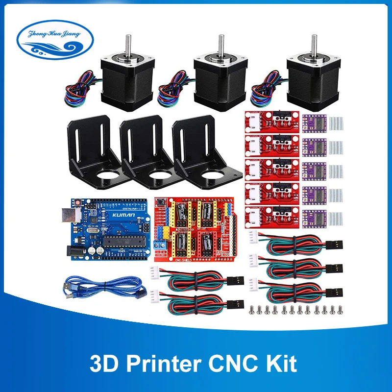 3d принтер с ЧПУ комплект, для Arduino GRBL Shield+ UNO R3 плата+ RAMPS 1,4 Механический выключатель фиксатор+ DRV8825 драйвер двигателя+ Nema 17 мотор
