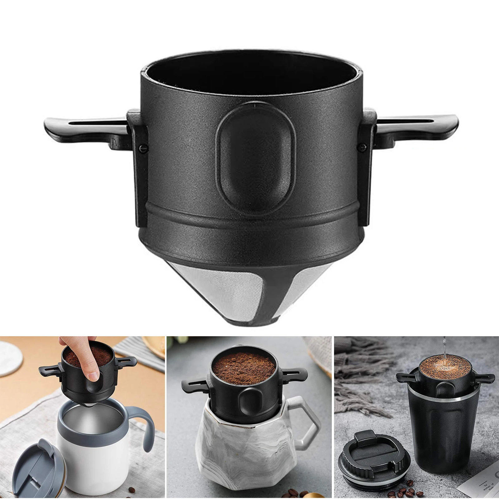 

Coffeeware Taper Hand Brew Coffee Filter Foldable Stainless Steel Filter Mesh Reusable Portable Filter Coffee Maker for Machine