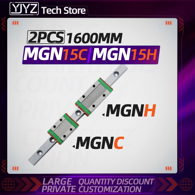 

3D Printer MGN15 linear guide L =1600mm miniature linear rail +2PCS MGN15C or MGN15H Linear slider